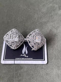 Elegant Cubic Zirconia Studs - Rhodium Plated Bridal Earrings pair