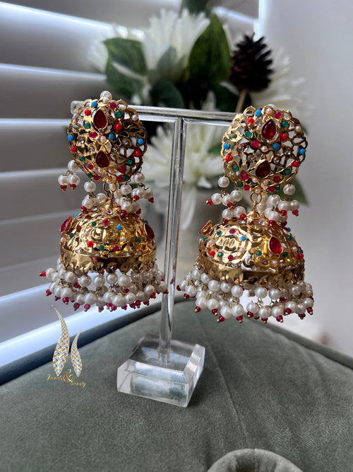 Gold Plated Jhumki Earrings: Pakistani Bridal Jewelry
