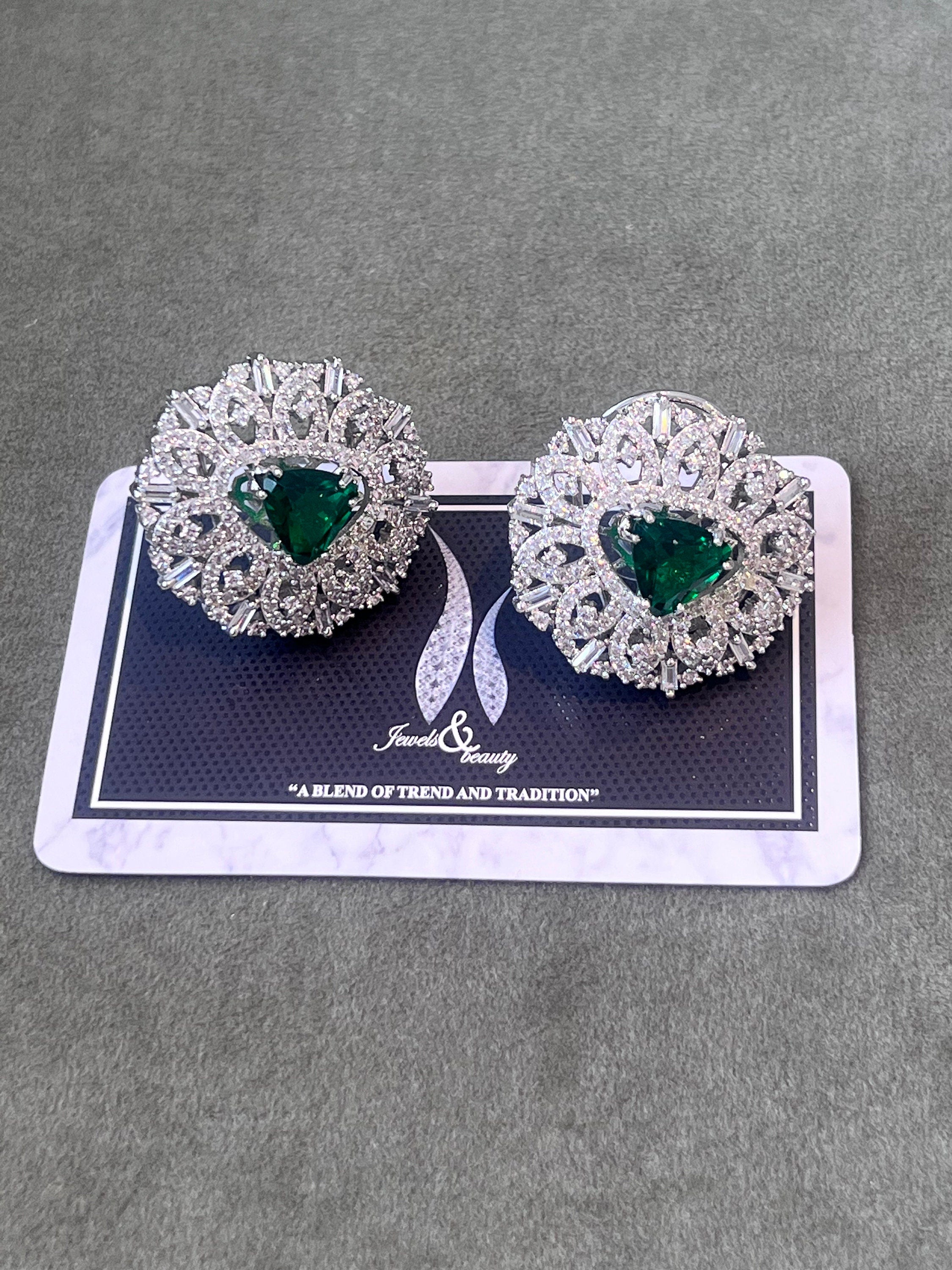 Sparkling Diamante Silver Stud Earrings: Handcrafted Statement Jewelry