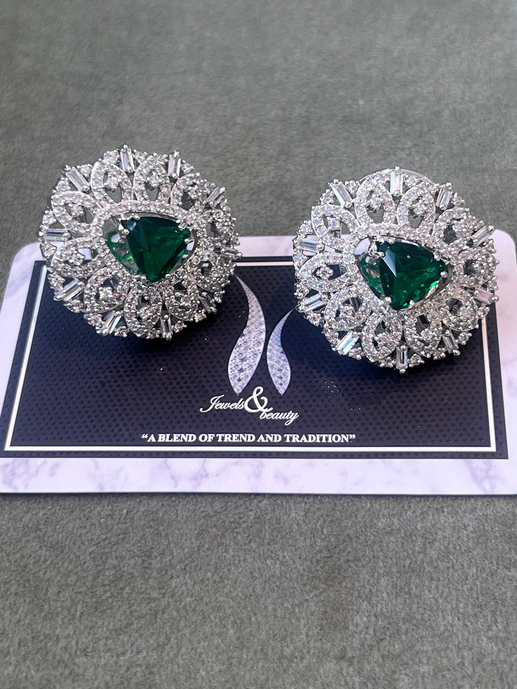 Sparkling Diamante Silver Stud Earrings: Handcrafted Statement Jewelry