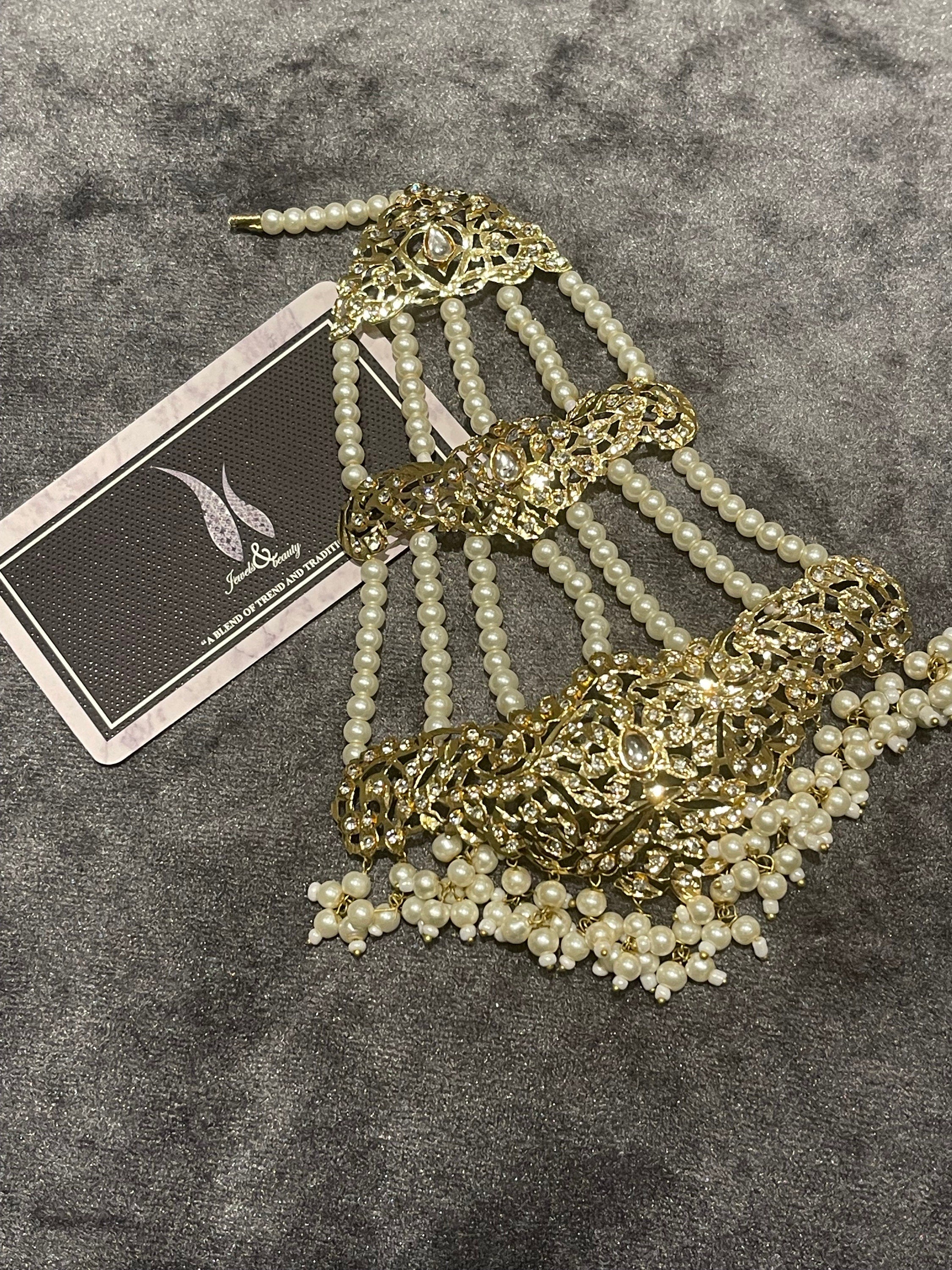 Hyderabadi Gold Plated Jhummar Passa: Indian Bridal Headpiece