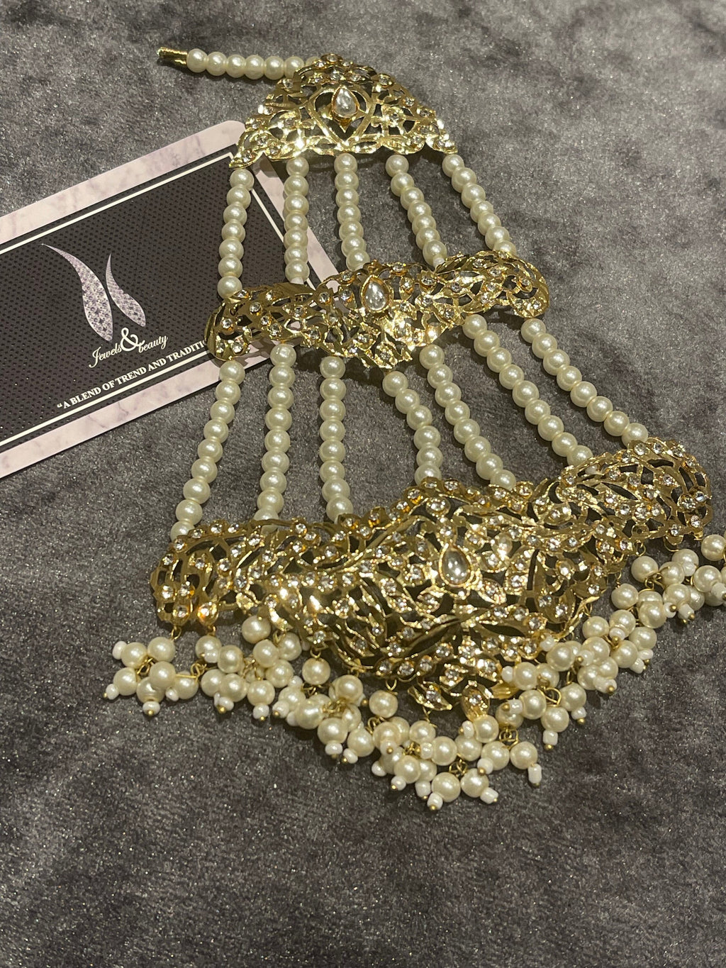 Hyderabadi Gold Plated Jhummar Passa: Indian Bridal Headpiece