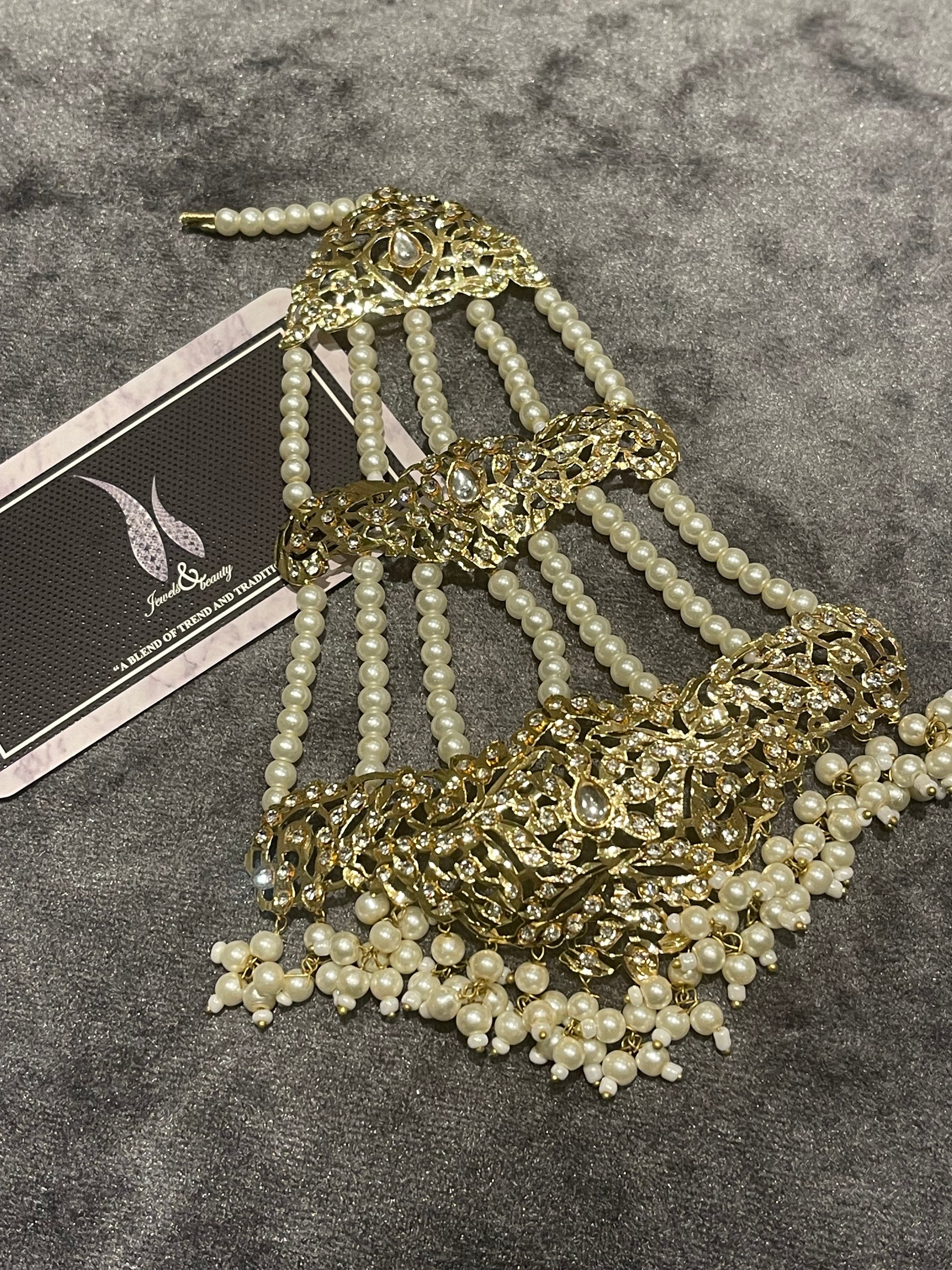 Hyderabadi Gold Plated Jhummar Passa: Indian Bridal Headpiece