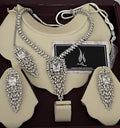 Indian Bridal CZ Diamanté Necklace Set: Silver Wedding Jewelry