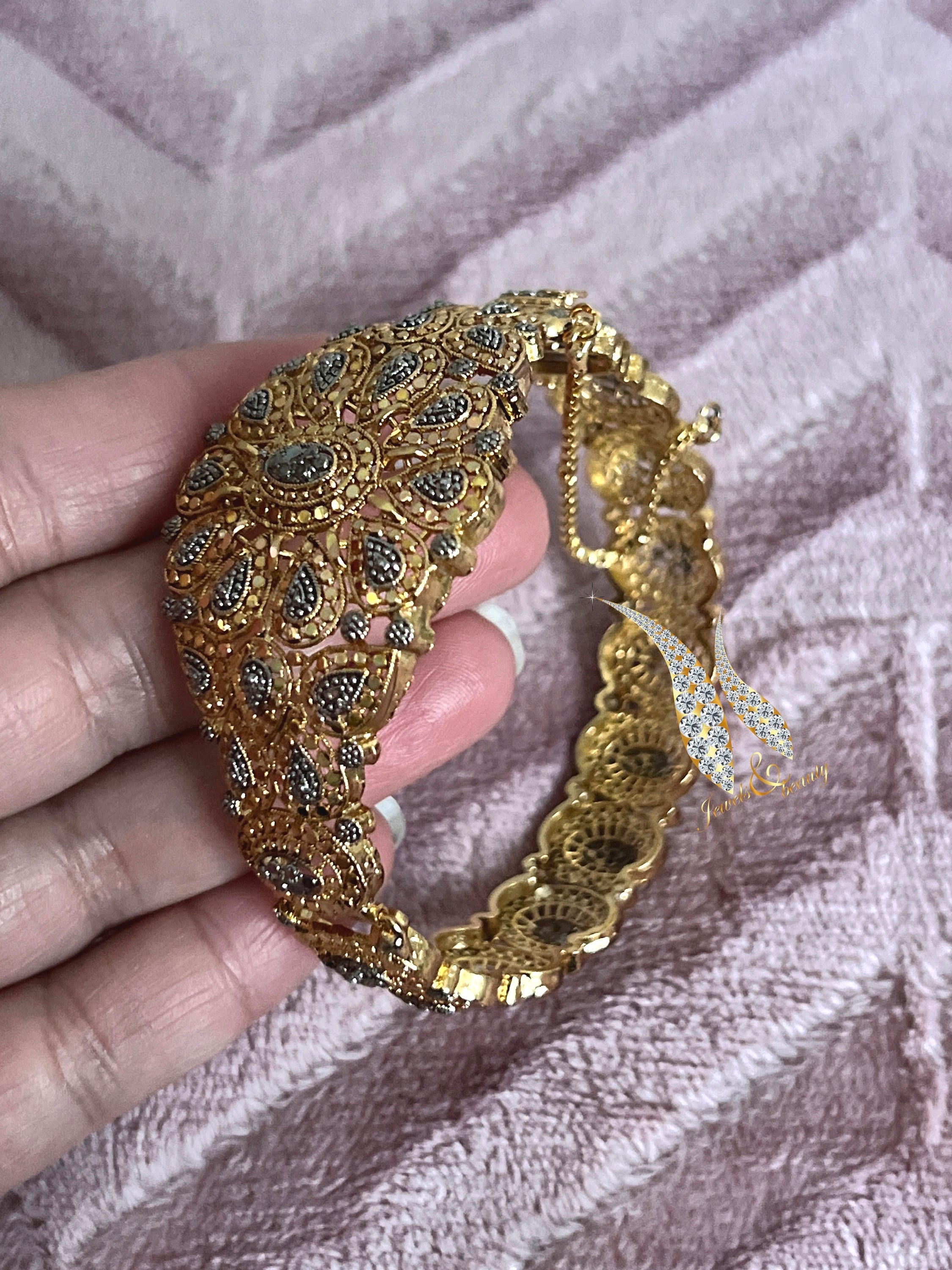 Gold Plated Openable Bangle: Indian Pakistani Jewelry