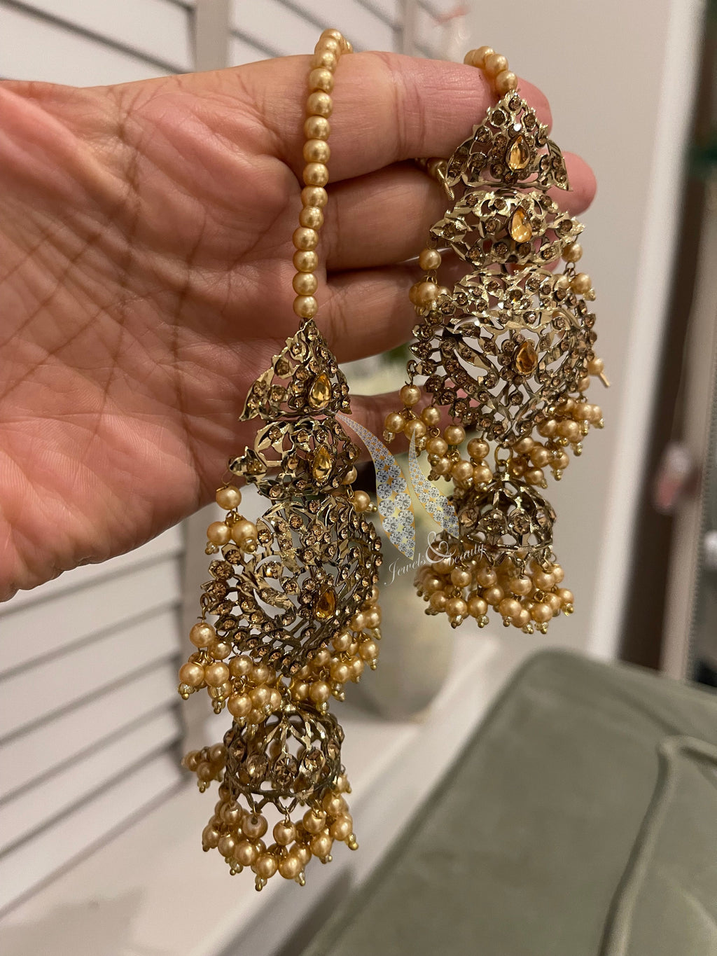 Handcrafted Indian Jhumki Earrings: Antique Gold Plated Ethnic Jewelry