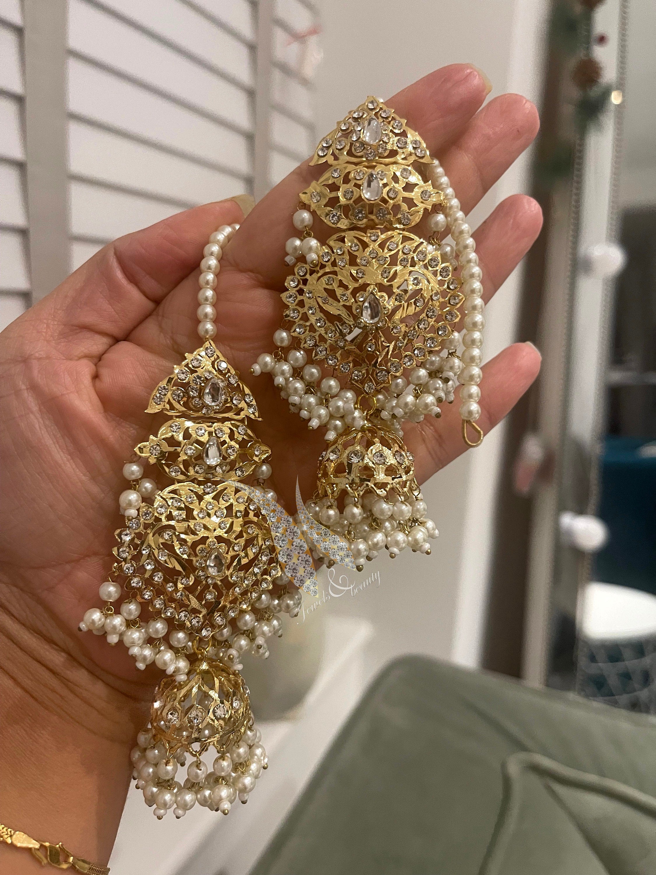 Handcrafted Gold Plated Jhumki Earrings: Indian Pakistani Jewelry