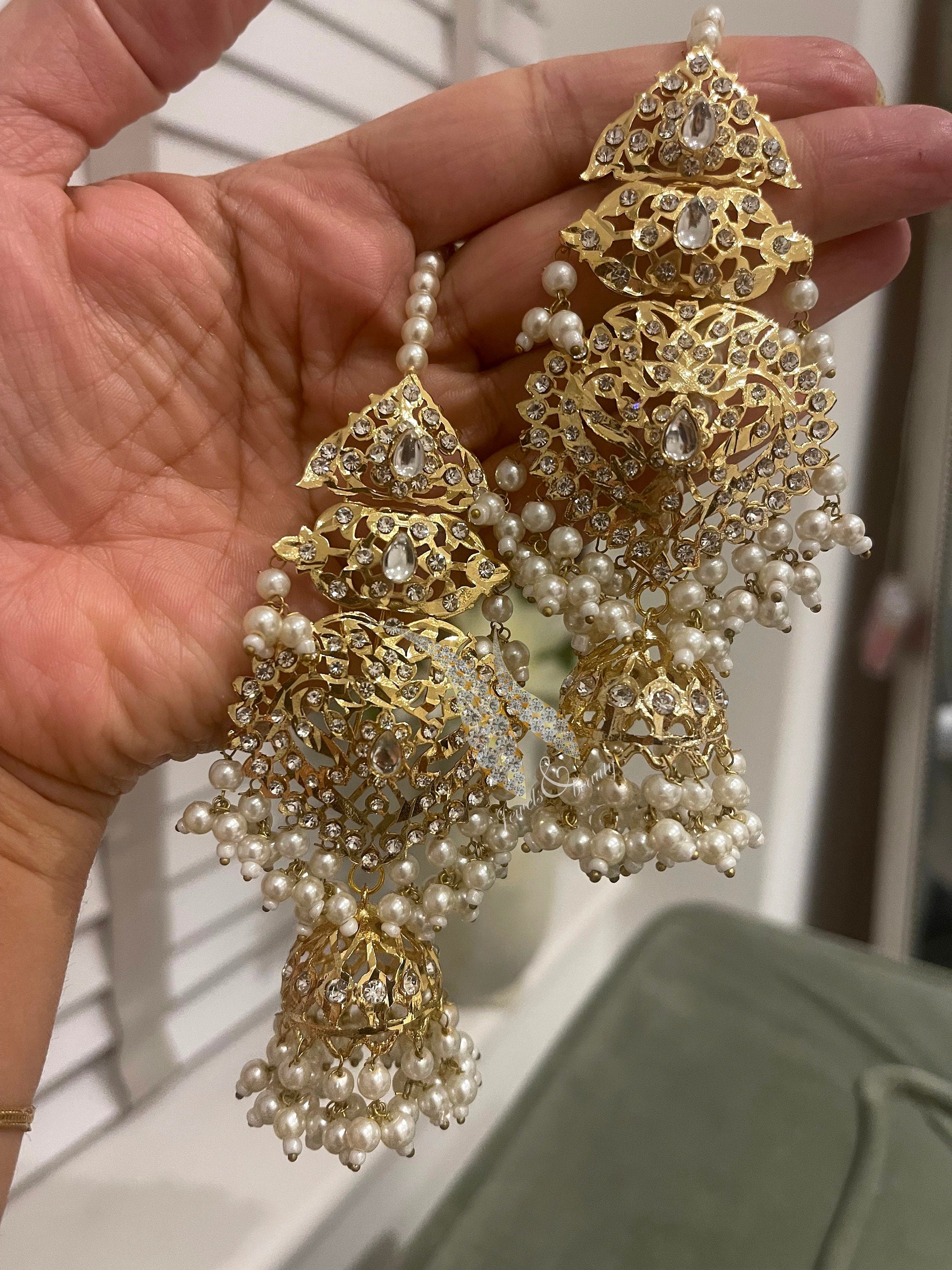 Handcrafted Gold Plated Jhumki Earrings: Indian Pakistani Jewelry