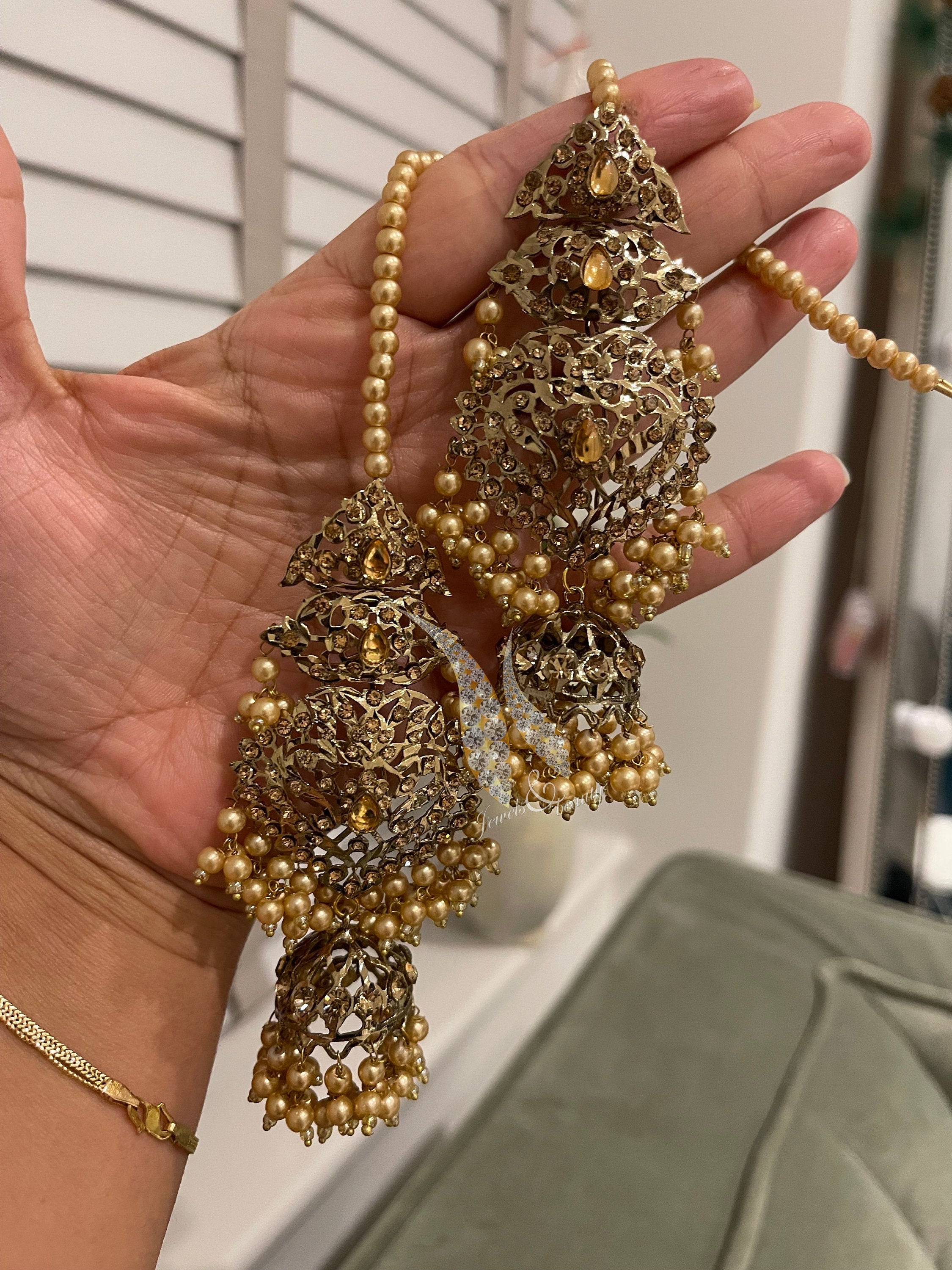 Handcrafted Indian Jhumki Earrings: Antique Gold Plated Ethnic Jewelry
