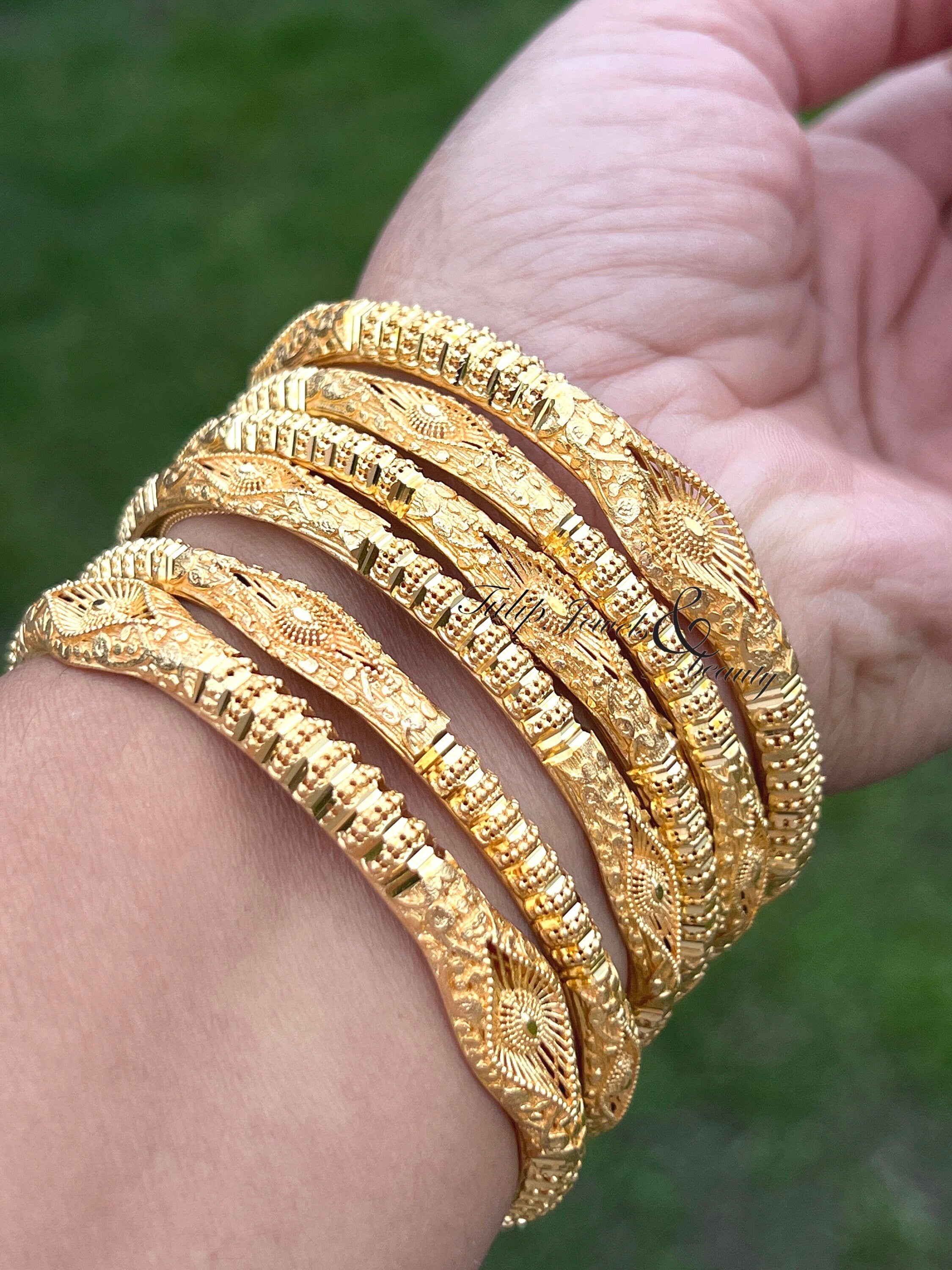 Gold Plated Indian Bridal Bangles - Set of 6