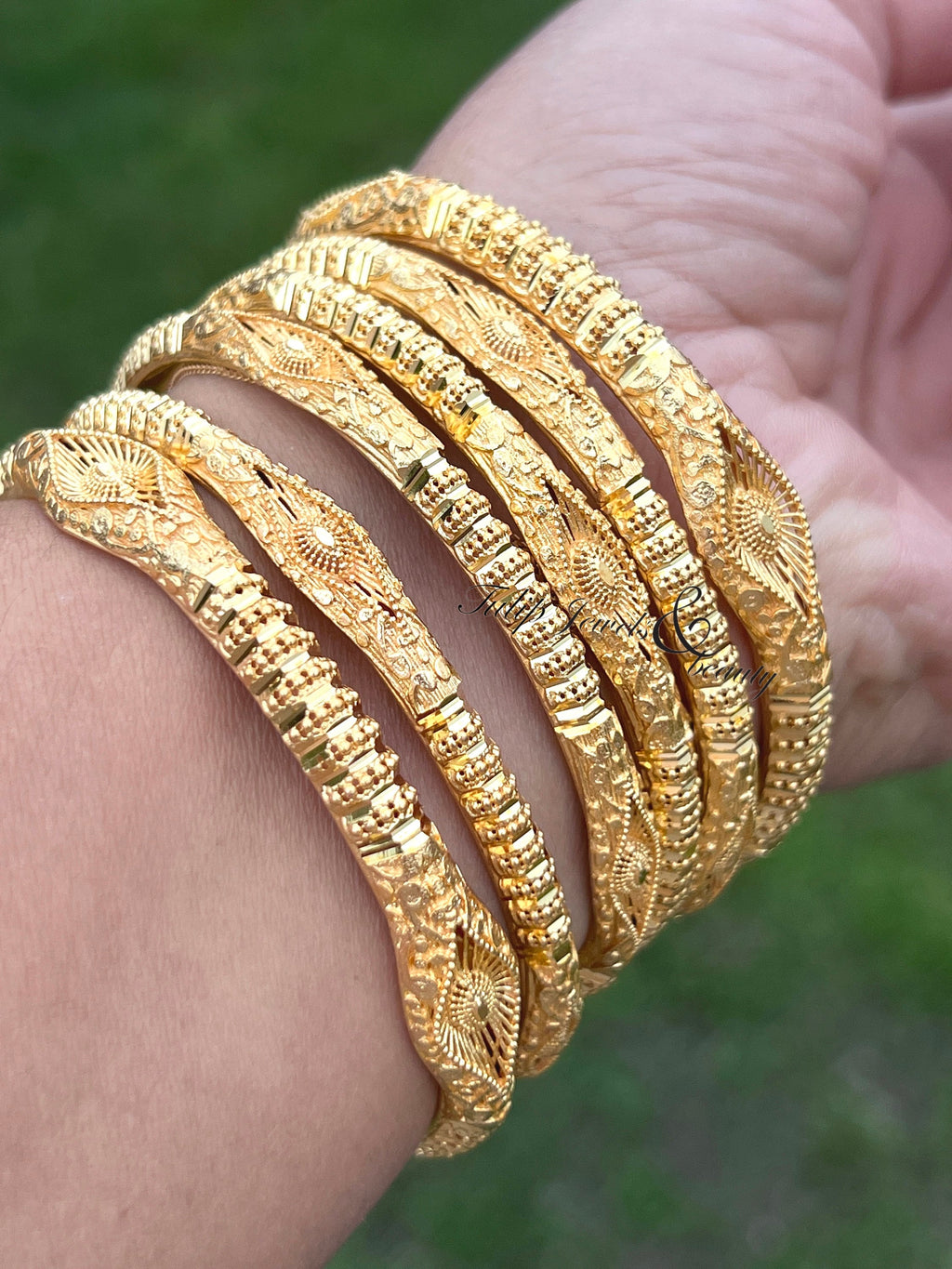 Gold Plated Indian Bridal Bangles - Set of 6