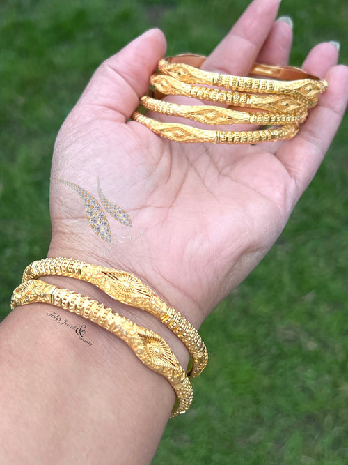Gold Plated Bangles - Set of 6