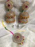 Statement Jhumki Earring Tikka Set: Indian Bridal Jewelry