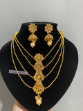 Gold Plated Polki Necklace Set: Indian Pakistani Jewelry