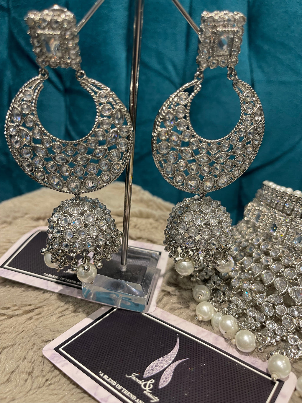 Silver Plated Polki Choker Set: Indian Bridal Jewelry