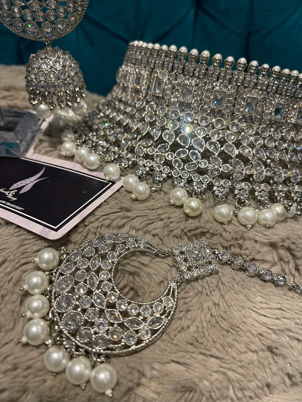 Silver Plated Polki Choker Set: Indian Bridal Jewelry