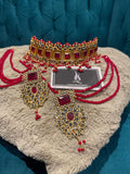 Gold Plated Kundan Choker Earrings Set: Indian Pakistani Jewelry