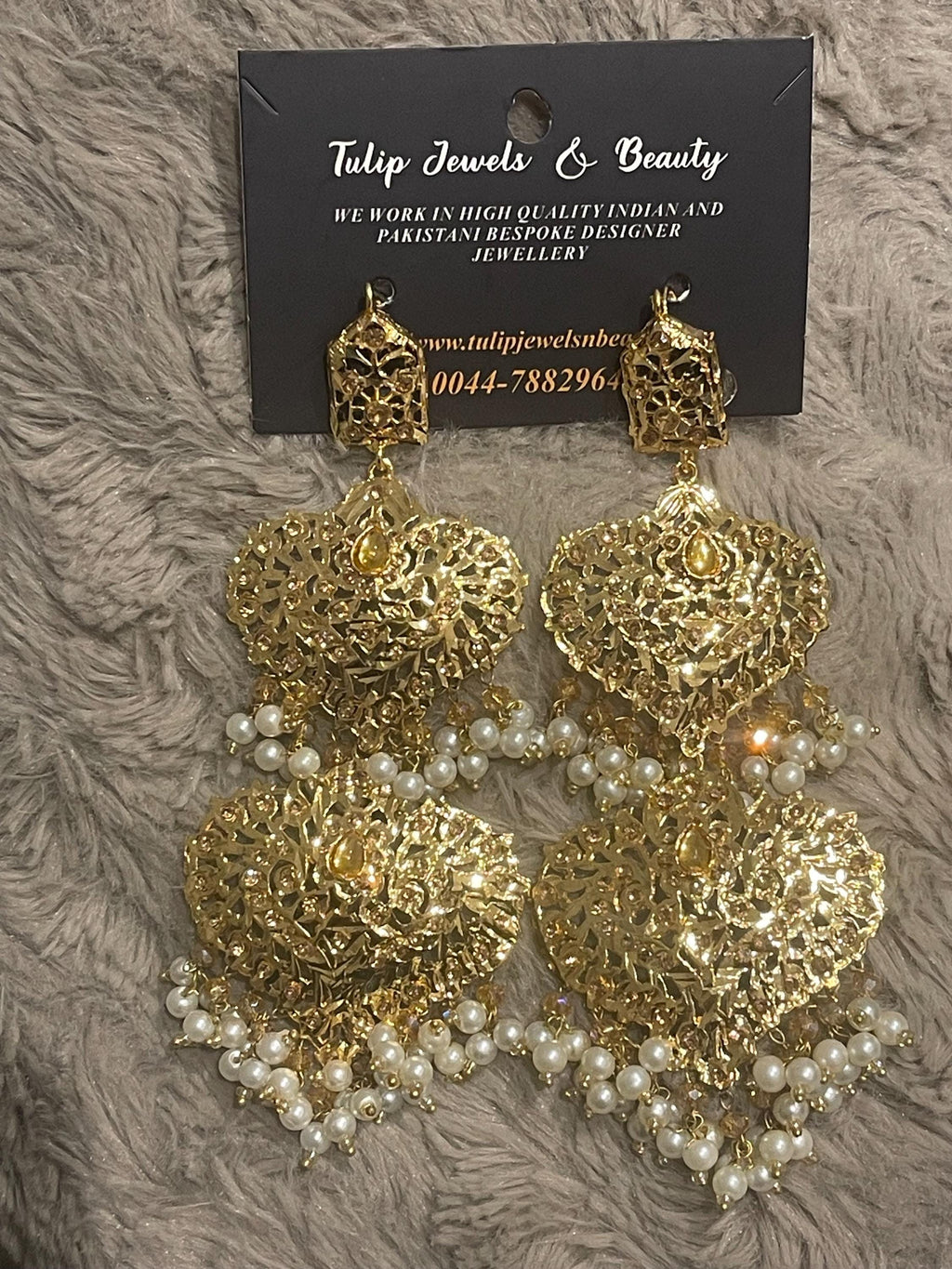 Hyderabadi Gold Plated Magar Earrings: Indian Pakistani Jewelry