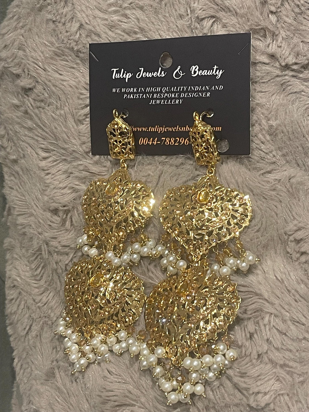 Hyderabadi Gold Plated Magar Earrings: Indian Pakistani Jewelry
