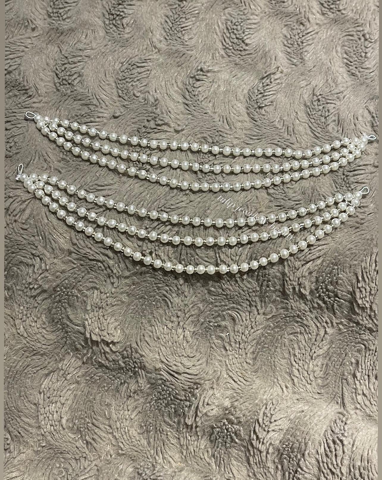 Pearl Earring Chain: Silver Kaan Sahara Indian Jewelry