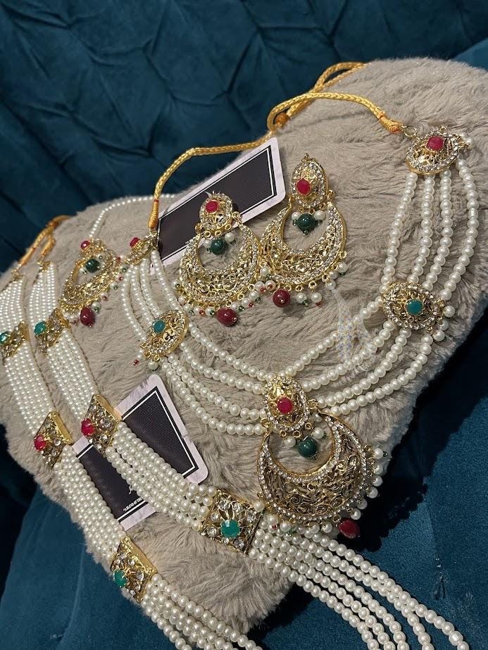 Hyderabadi Chandballi Pearl Jewelry Set: Traditional Indian Bridal Jewellery