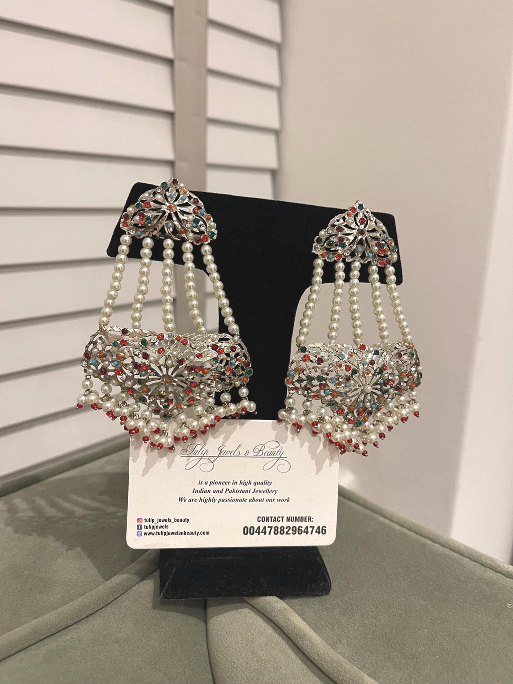 Hyderabadi Jhummar Earrings: Indian Pakistani Jewelry, Silver Plated