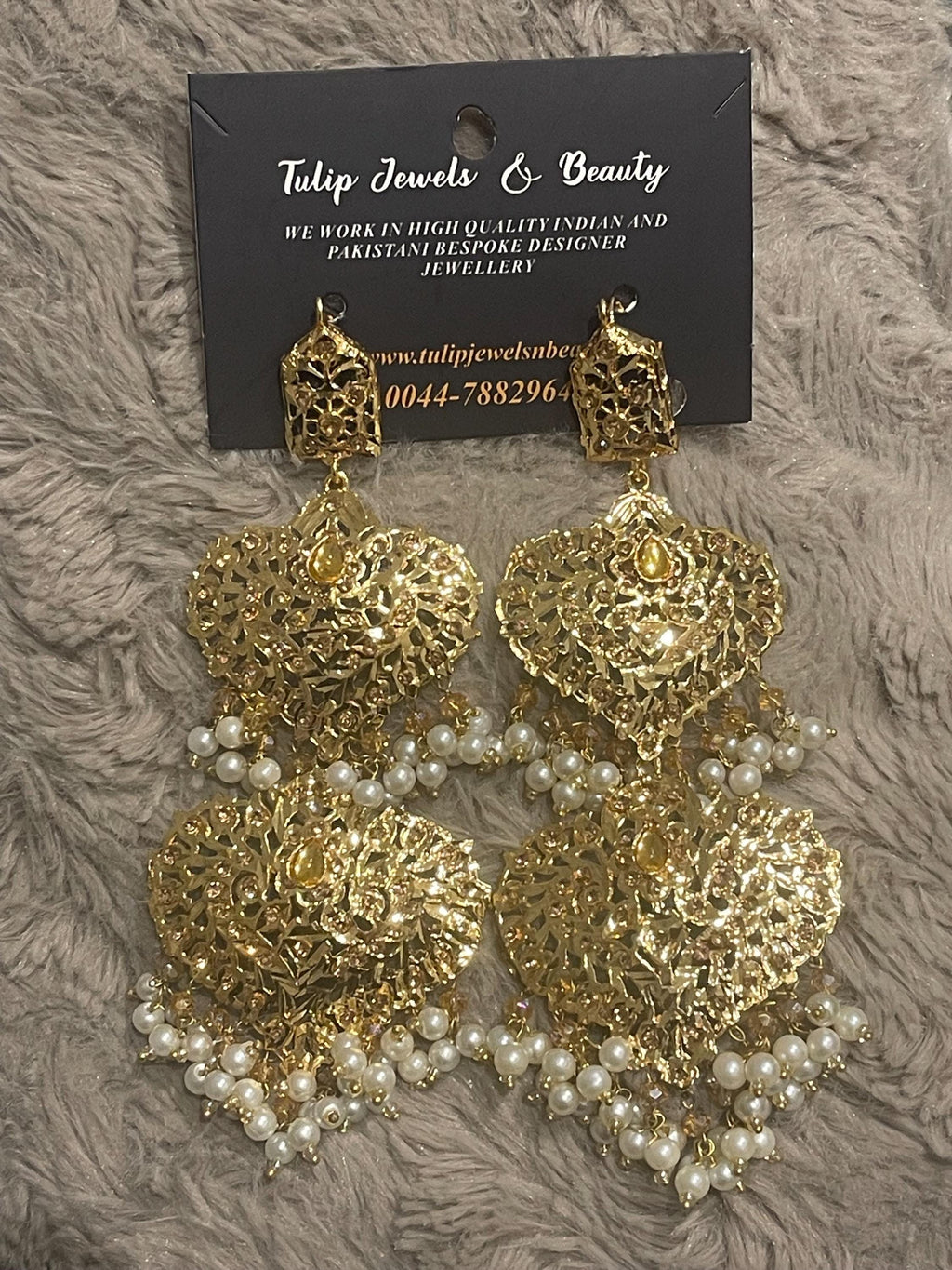 Hyderabadi Gold Plated Magar Earrings: Indian Pakistani Jewelry