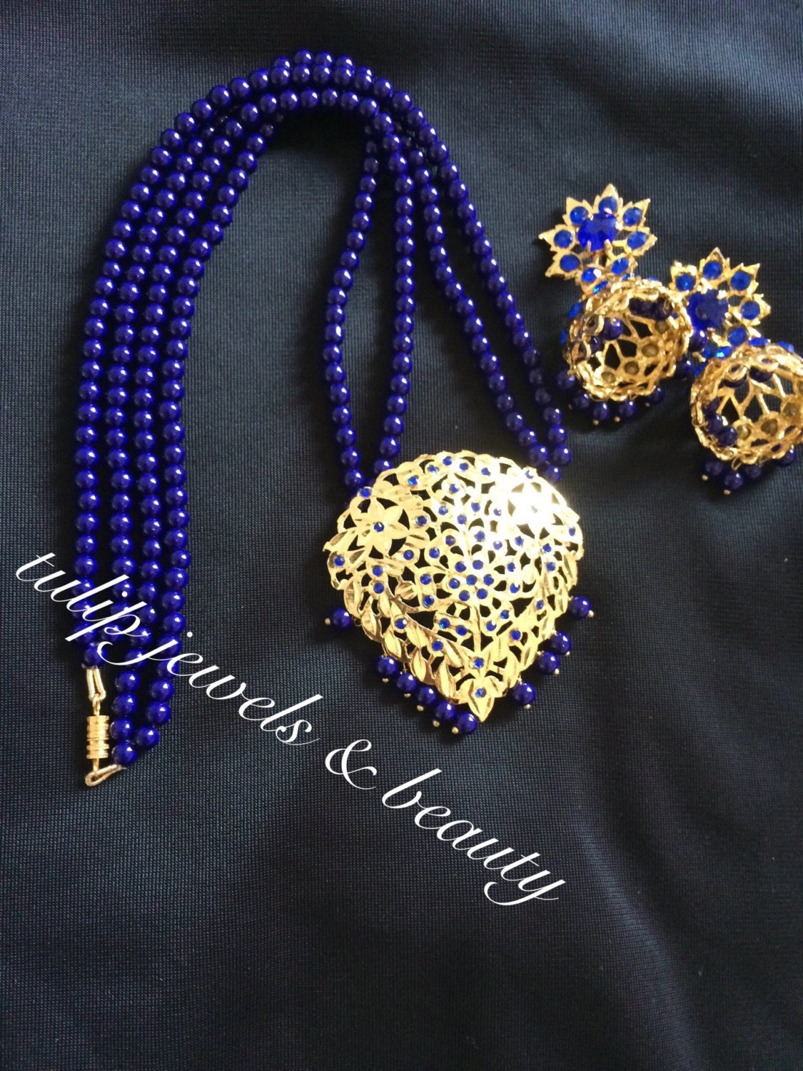 Handmade Hyderabadi Gold Plated Necklace Jhumki Set