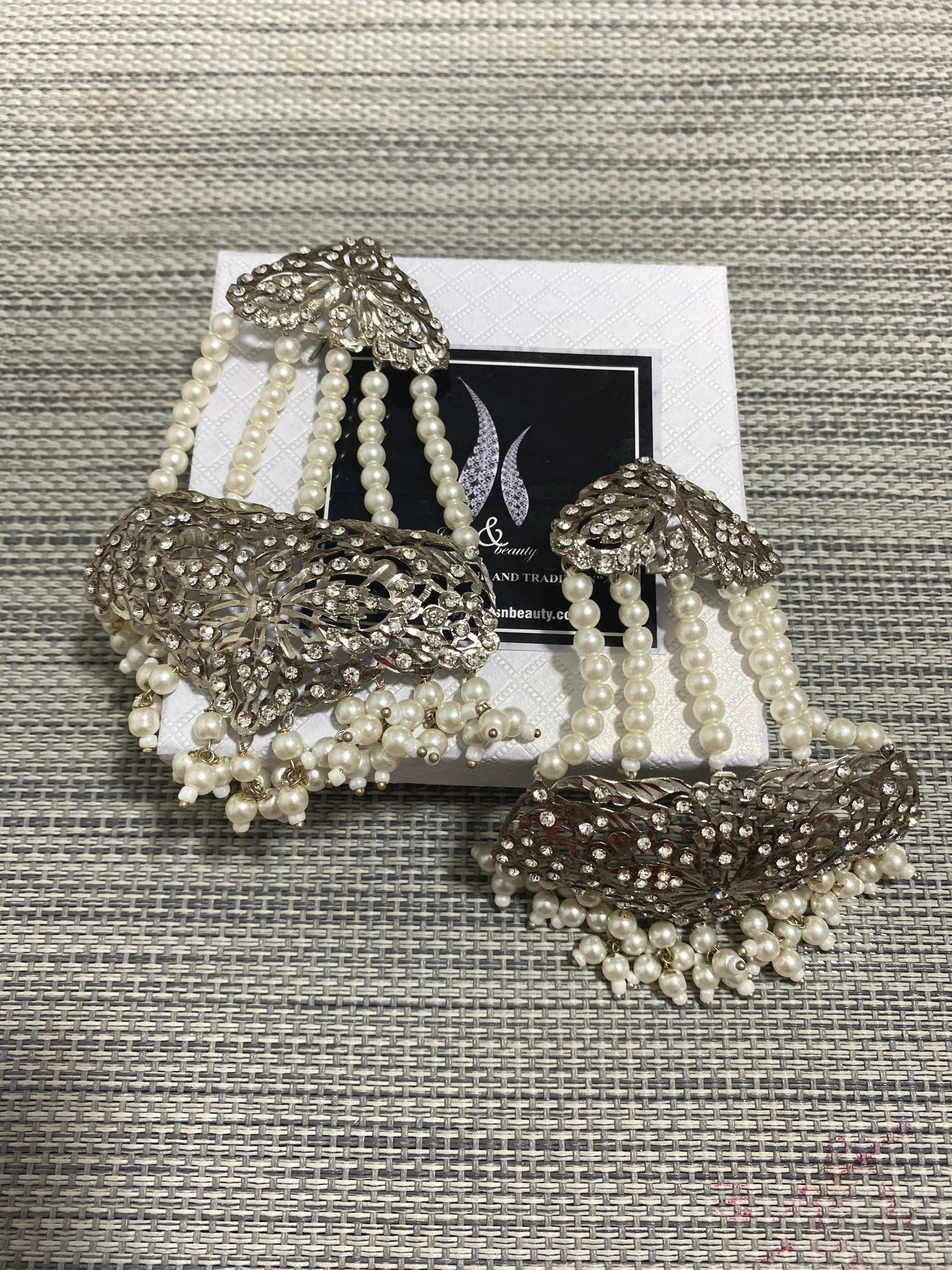 Silver Plated Jhummar Earrings: Hyderabadi Indian Jewelry
