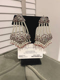 Hyderabadi Ruby Jhummar Earrings: Silver Plated Indian Jewelry