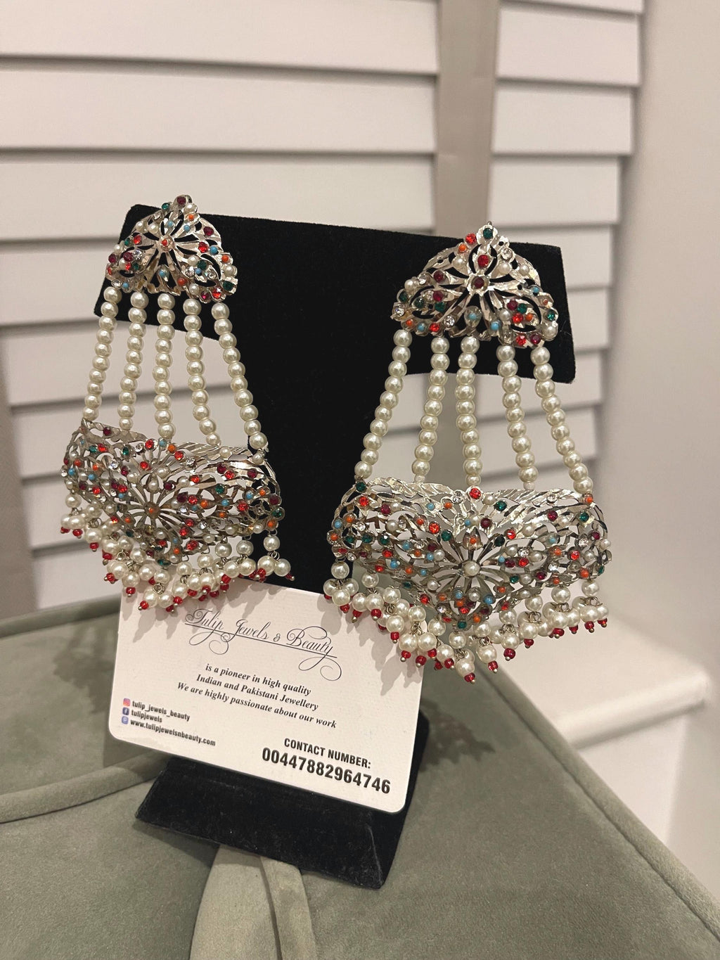 Hyderabadi Jhummar Earrings: Indian Pakistani Jewelry, Silver Plated
