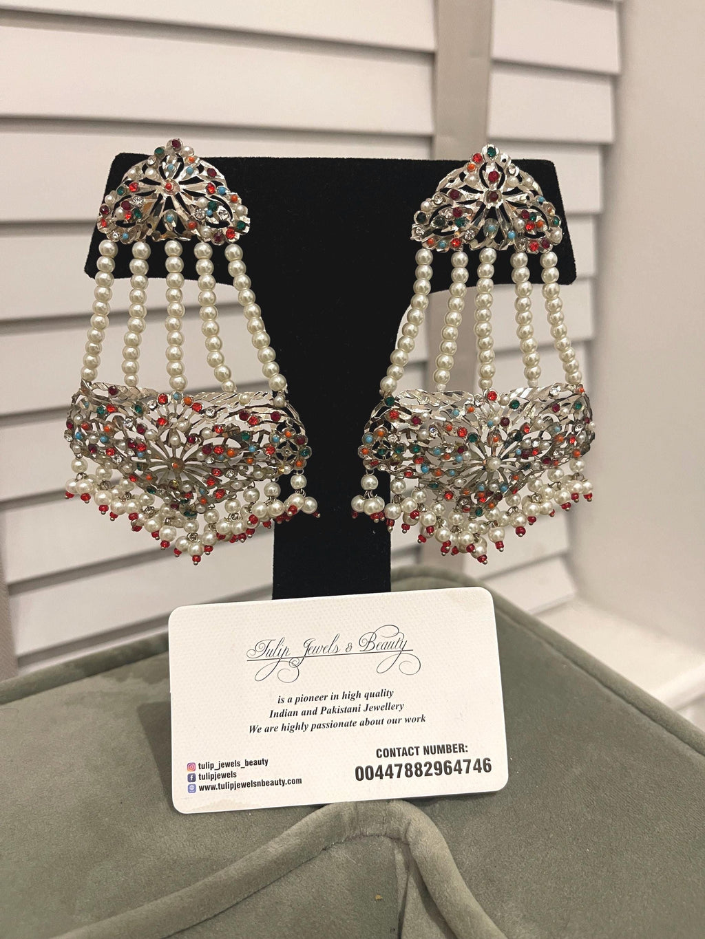 Hyderabadi Jhummar Earrings: Indian Pakistani Jewelry, Silver Plated