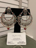 Hyderabadi Chandbali Earrings: Silver Plated Pakistani Jewelry