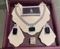 Indian Bridal CZ Diamond Necklace Set: Silver Sapphire Jewelry