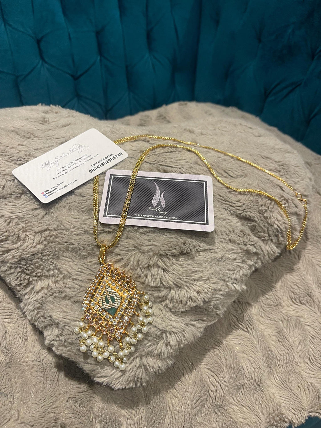 Allah pendant with beads chain Islamic Jewellery-Caligraphic jewellery- Pakistani jewellery-Indian jewelry-Pendant Set