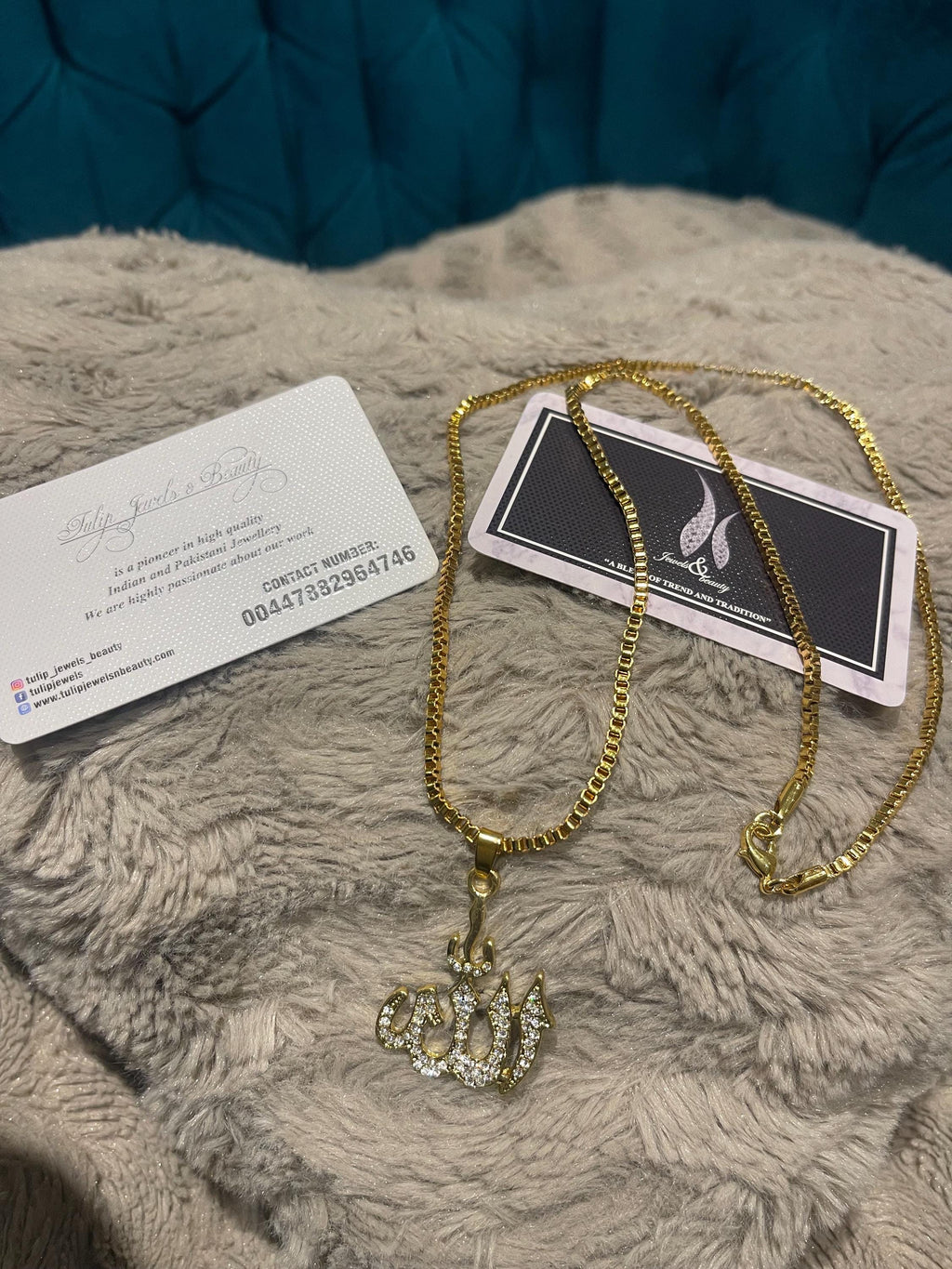 Gold-Plated Allah Pendant Necklace: Islamic Calligraphy Jewelry, Eid Gift