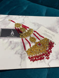 Red Crystal Jhummar: Gold-Plated Pakistani Bridal Passa Jewellery