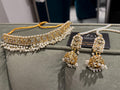 Gold Plated Hyderabadi Choker Set: Jhumki Earrings, Zico Pearls