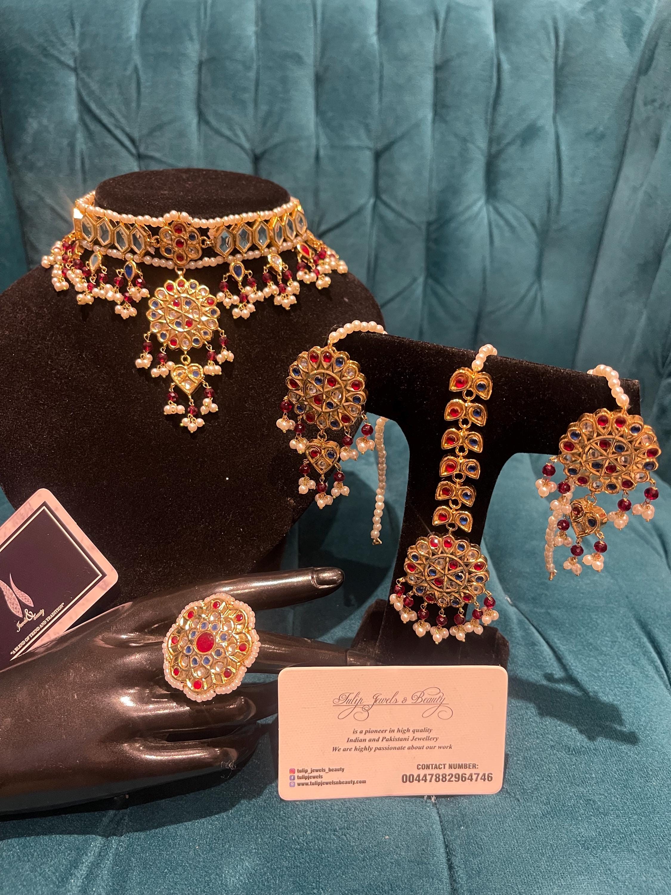Gold Plated Kundan Choker Set: Indian/Pakistani Jewelry