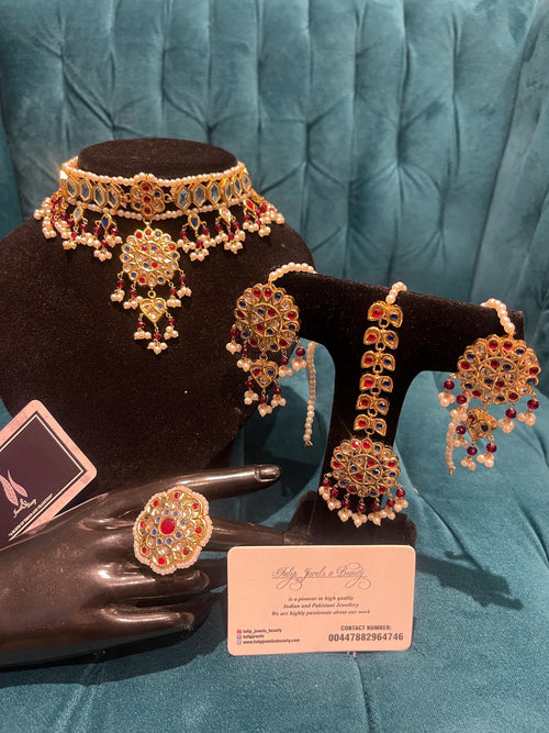 Gold Plated Kundan Choker Set: Indian/Pakistani Jewelry