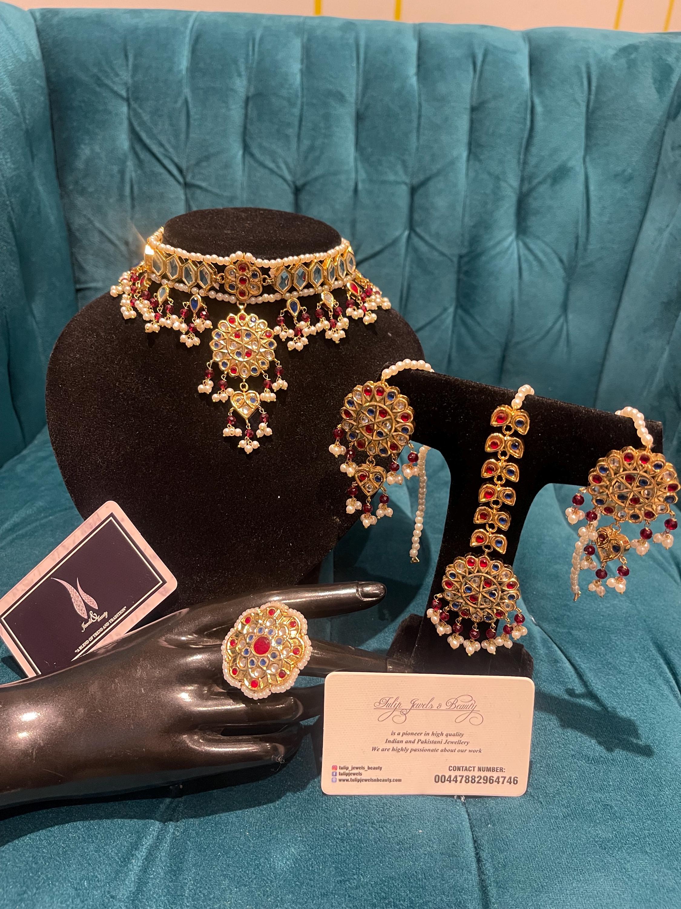 Gold Plated Kundan Choker Set: Indian/Pakistani Jewelry