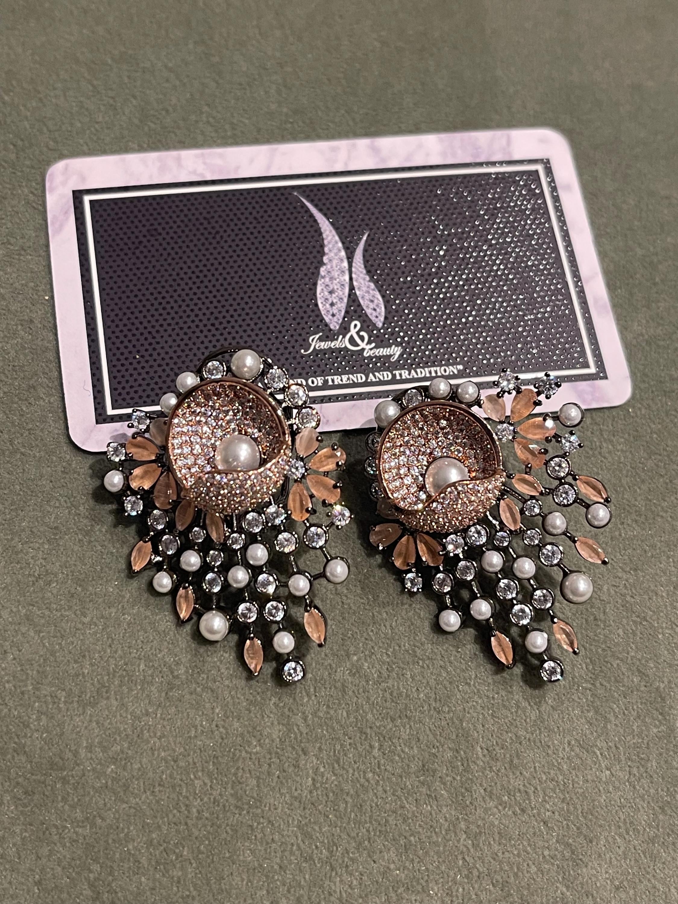 Indian Victorian style studs earrings, pakistani earrings