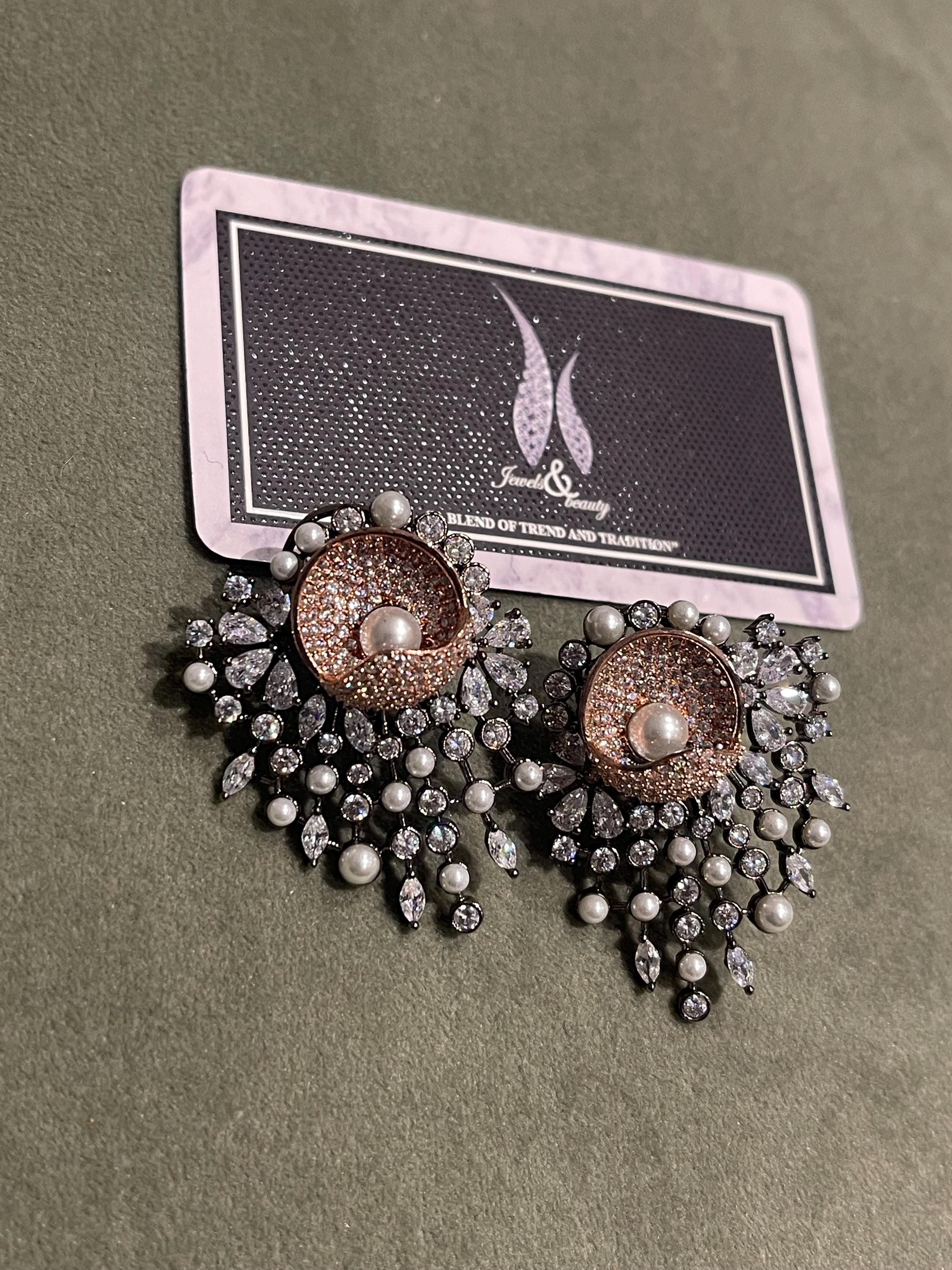 Indian Victorian style studs earrings, pakistani earrings