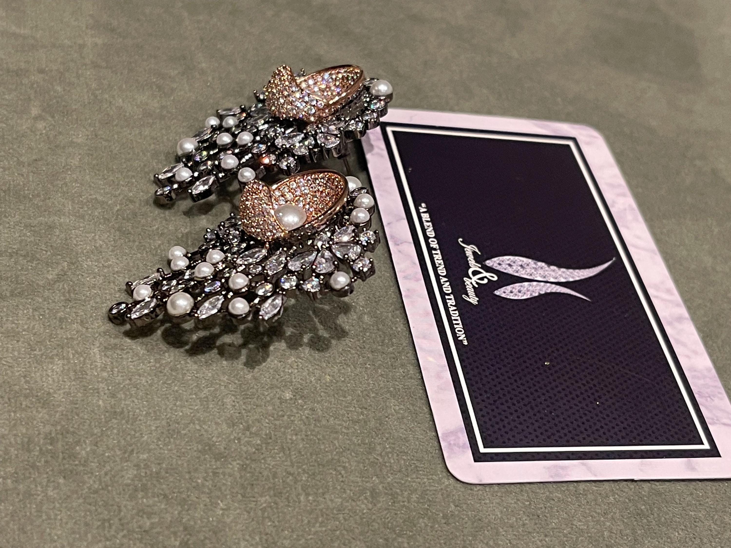 Victorian Pearl Stud Earrings: Indian Style Shell Design