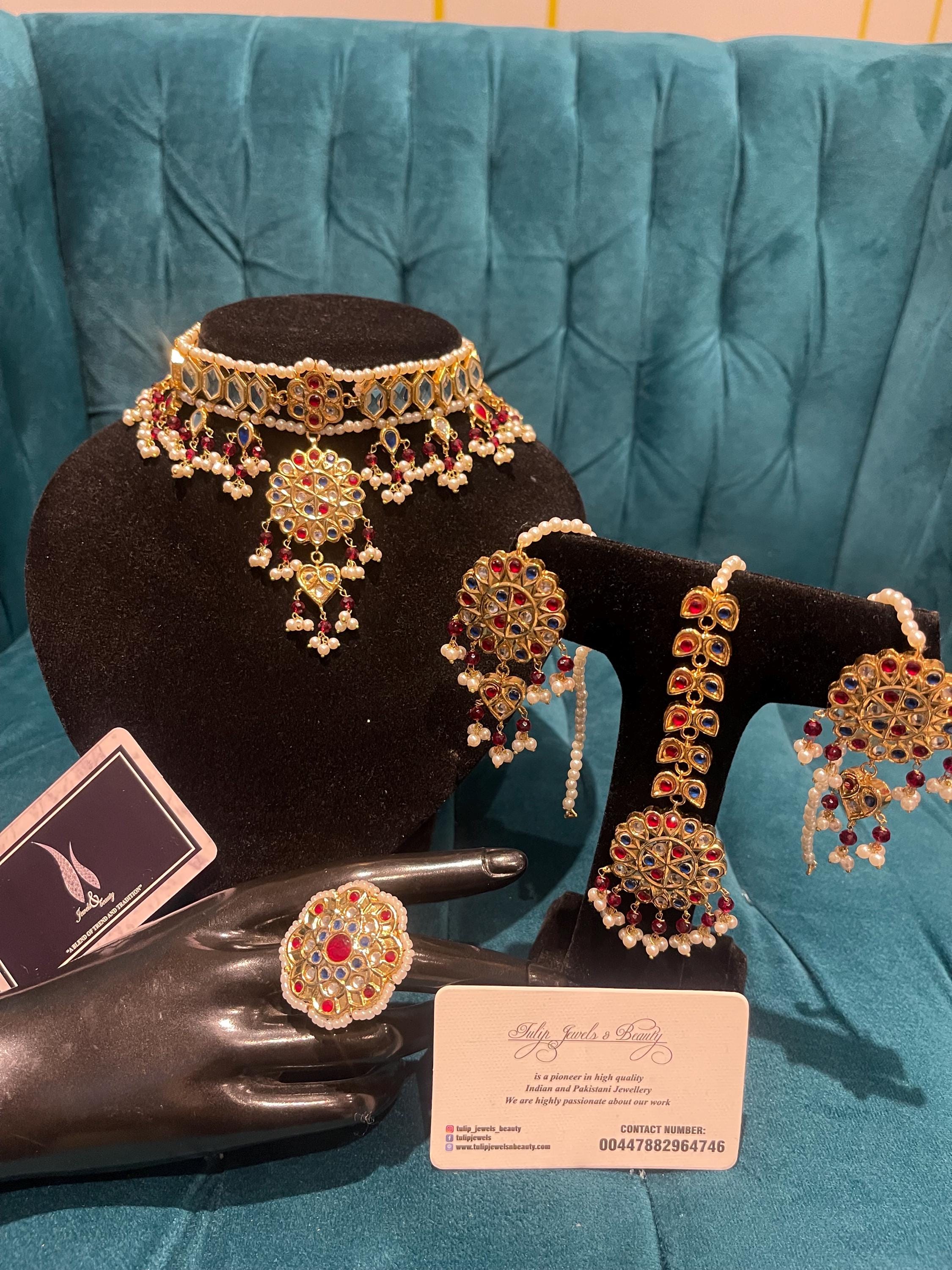 Gold Plated Kundan Choker Set: Indian/Pakistani Jewelry