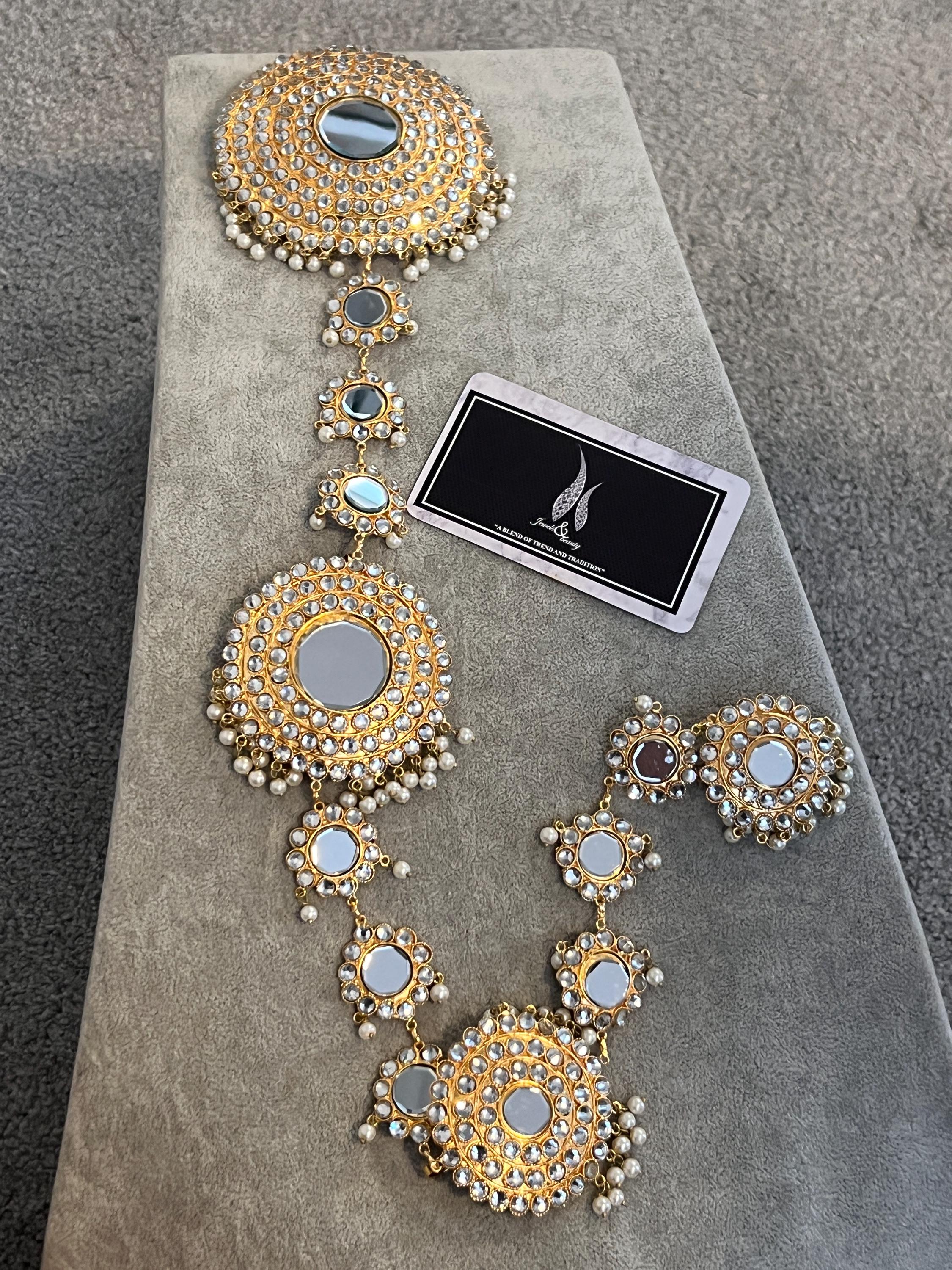 Kundan Paranda Indian Bridal Hair Braid Jewelry Hair accessories Nikkah bride bridesmaids