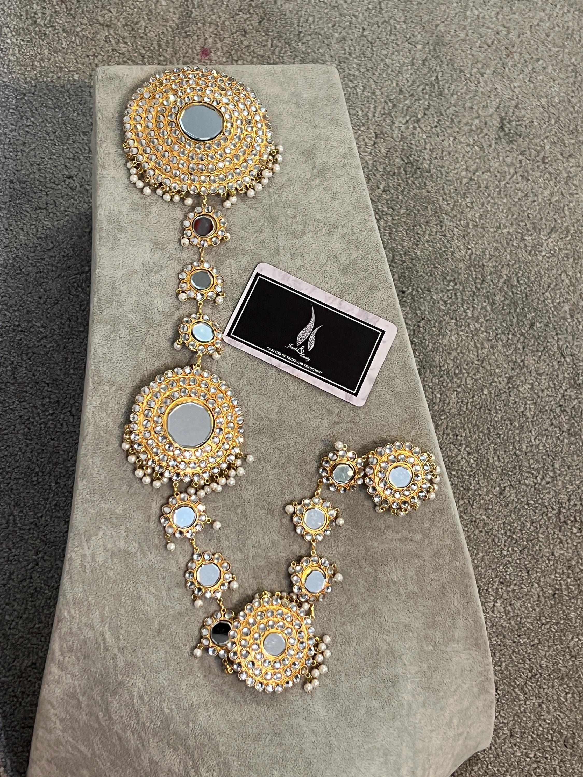 Kundan Paranda Indian Bridal Hair Braid Jewelry Hair accessories Nikkah bride bridesmaids