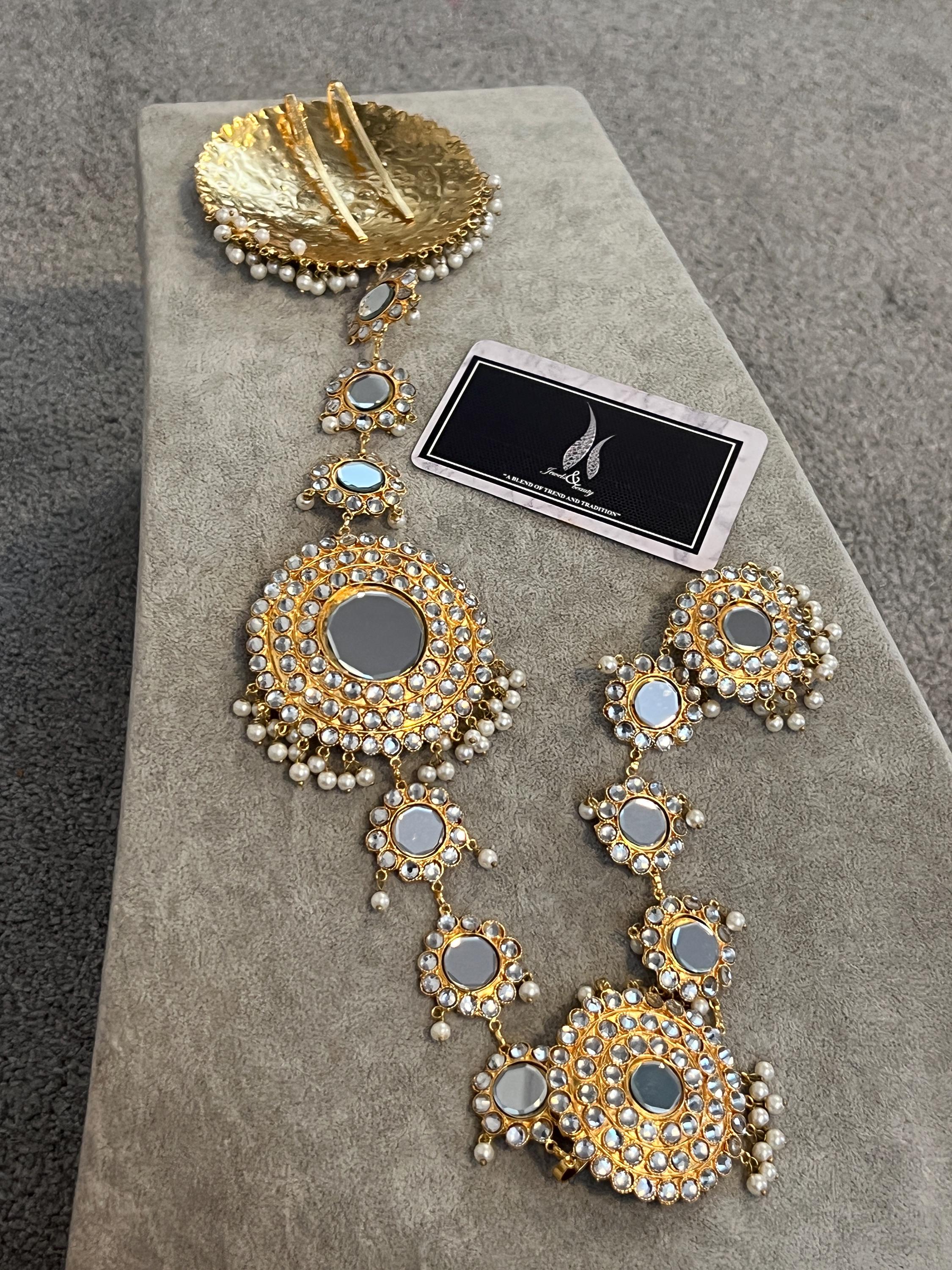 Kundan Paranda Indian Bridal Hair Braid Jewelry Hair accessories Nikkah bride bridesmaids