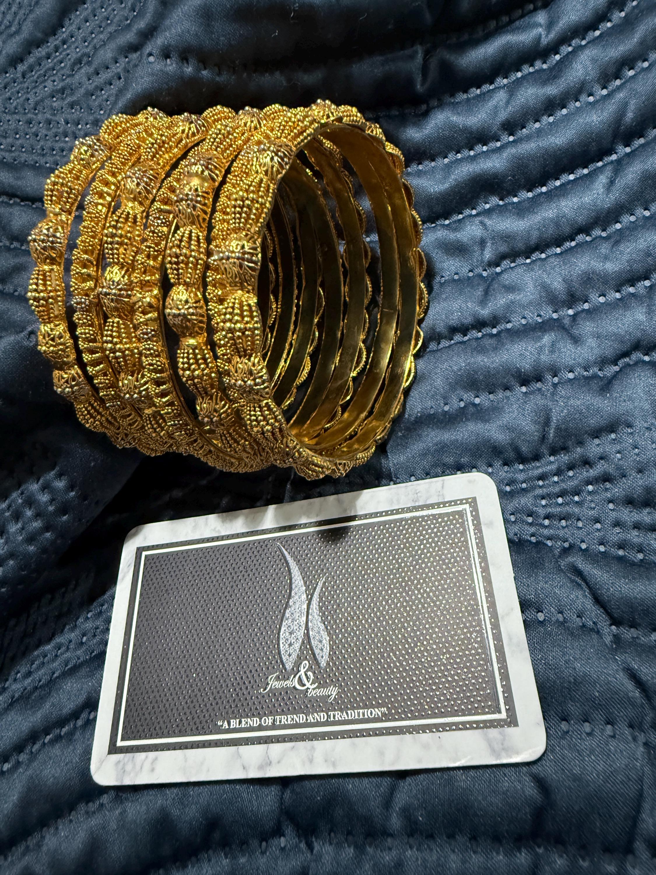 Gold Plated Indian Bridal Bangles - Set of 7