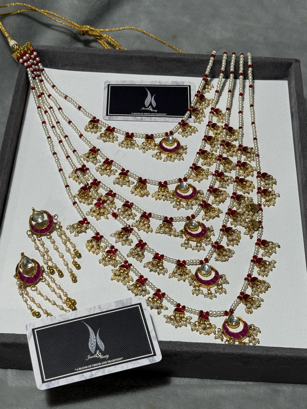 Kundan Ruby & Pearl Bridal Necklace Set | Indian Rani Haar